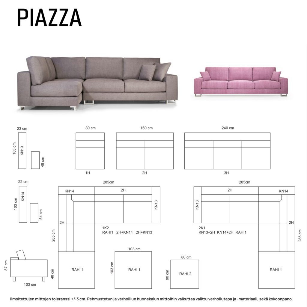 Piazza avokulmasohva - Land kankaalla - Image 4