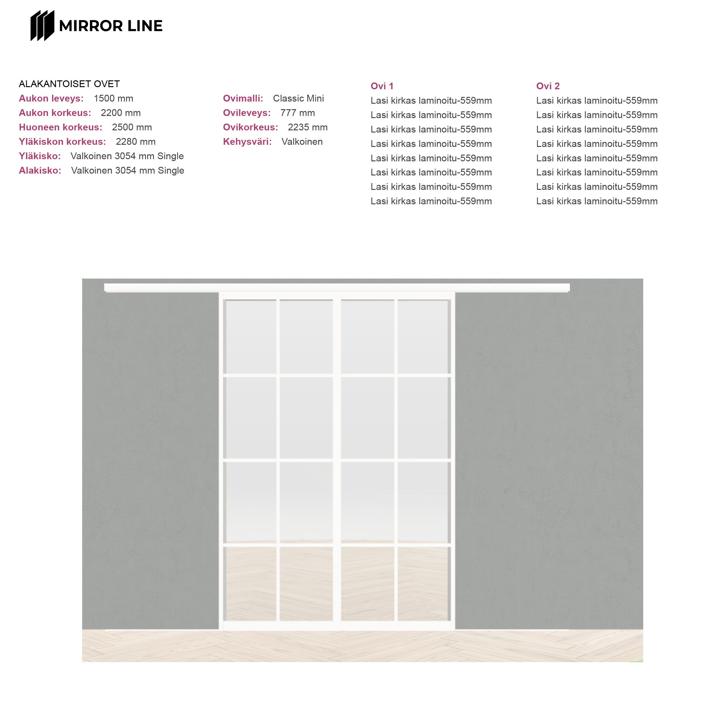Mirror Line tilanjako-ovet 150 x 220 cm - Image 2