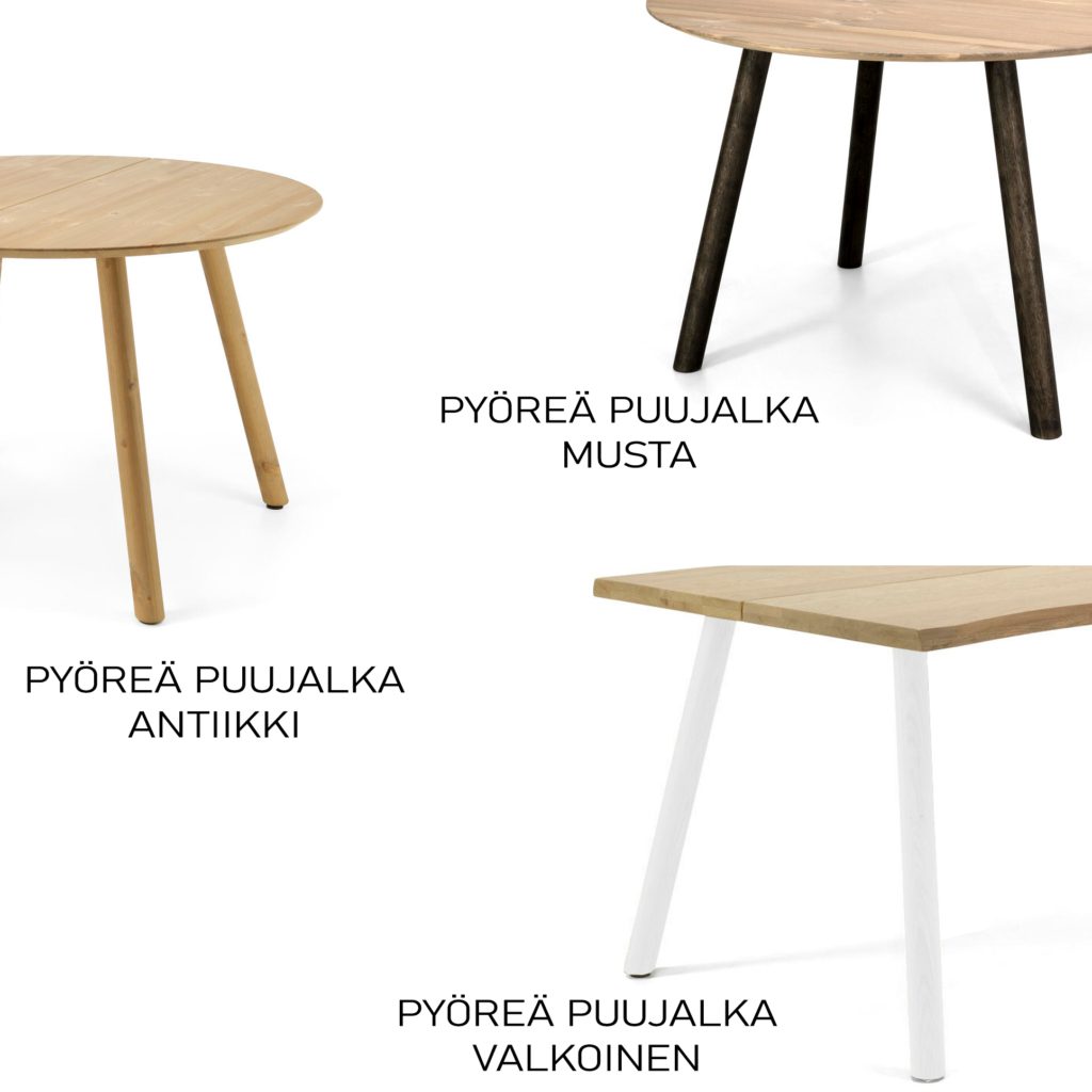 Pöydän pyöreä puujalka mänty - 3 väriä