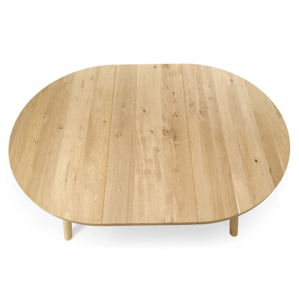 Lana pyöreä tammikantinen lankkupöytä ø115 cm + 45cm jatkopala - Image 6