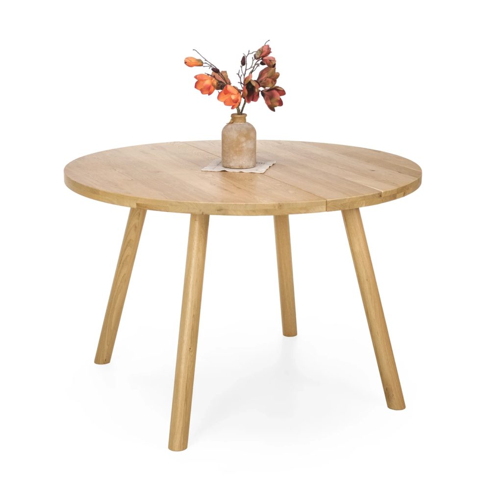 Lana pyöreä tammikantinen lankkupöytä ø115 cm + 45cm jatkopala - Image 3