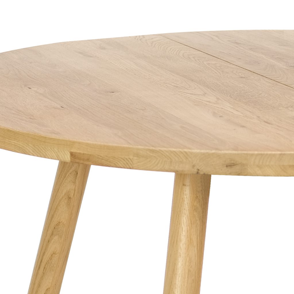 Lana pyöreä tammikantinen lankkupöytä ø115 cm + 45cm jatkopala - Image 4