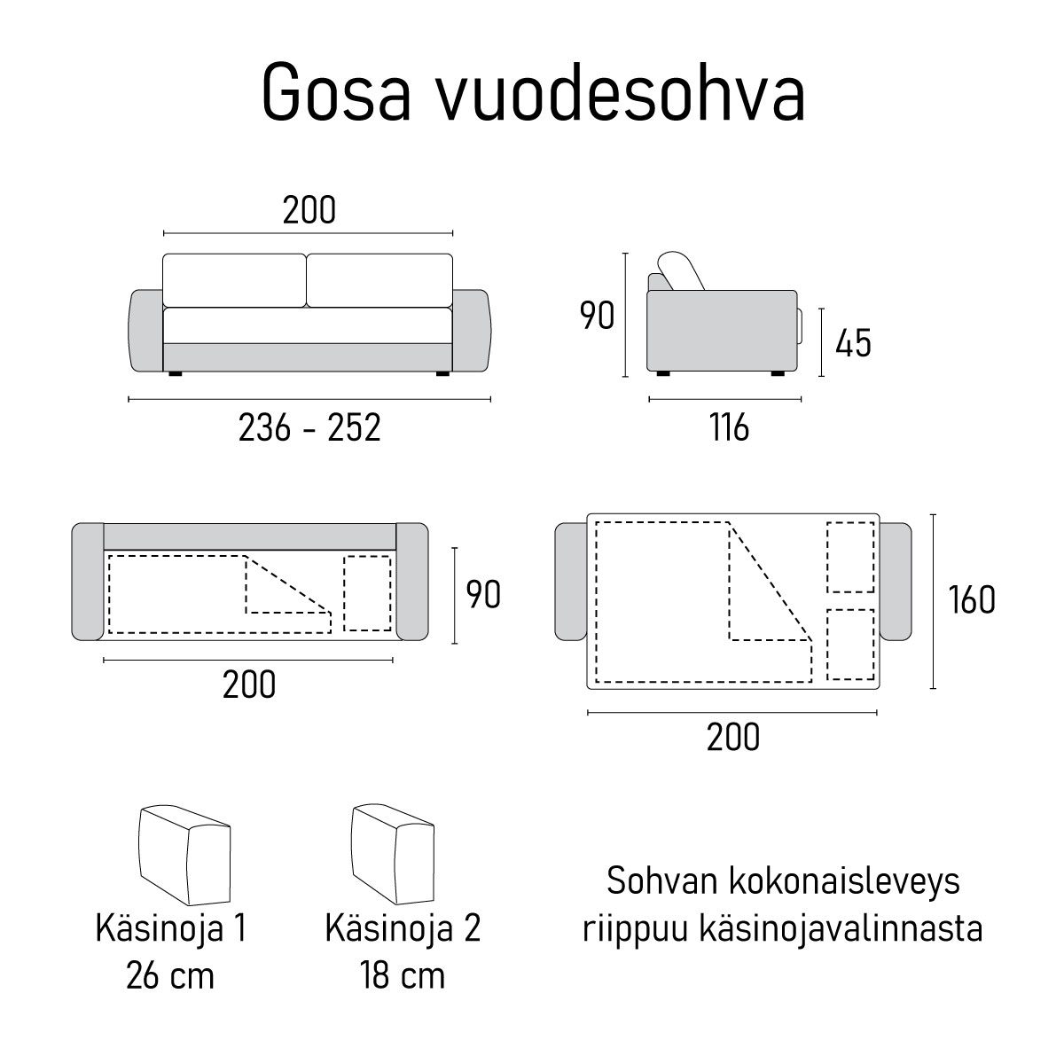 Gosa vuodesohva säilytystilalla - Image 2